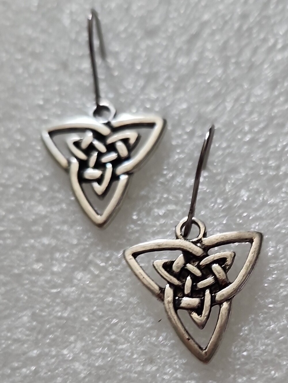 Hand Crafted Silver Celtic Knot Triangle Drop Earrings